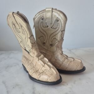 ALAMOS Kids Tan Cowboy Boots. Size 12.5